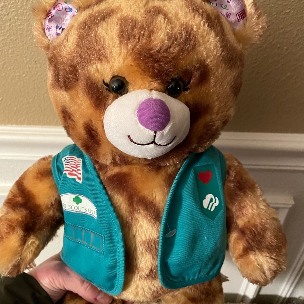 Girl Scouts Coconut Carmel Build a Bear Plush Bear with Girl Scout Vest